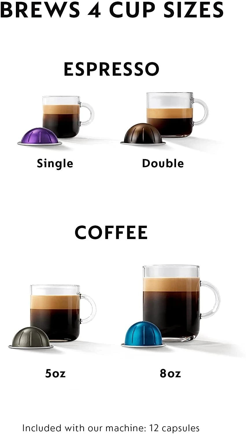 Nespresso Vertuo Plus Coffee and Espresso Maker by De’Longhi, Grey with Aeroccino Milk Frother