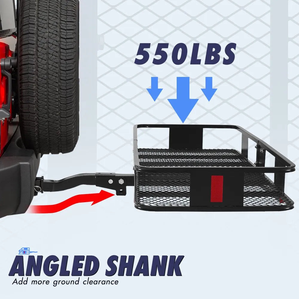 King Bird 60′′x24′′x6′′ Folding Hitch Cargo Carrier with Waterproof Bag & Straps, 550 lbs Capacity, Fits 2′′ Receiver