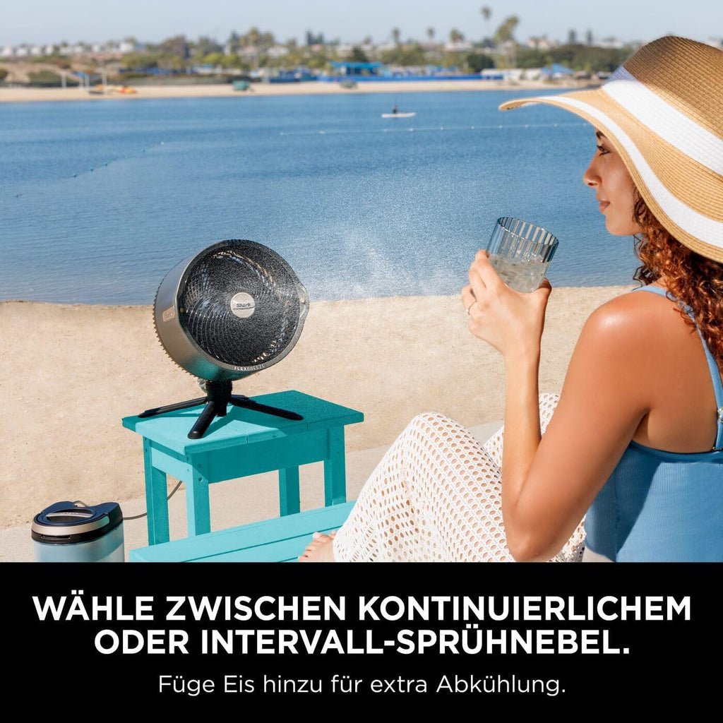 Shark FlexBreeze HydroGo Strong Fan with Mist, Cooling for Indoor & Outdoor Use, Quiet & Durable, Wired & Wireless, Compact & Lightweight, Up to 20m Airflow, Anthracite FA050EU