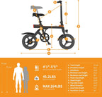 Jasion EB3 Electric Bike Adults 21mph, 500W Peak Motor, 270Wh Battery, Rear Suspension, 3 Levels Assist, 14" Folding Ebike for Adults and Teens, Complies to UL2849