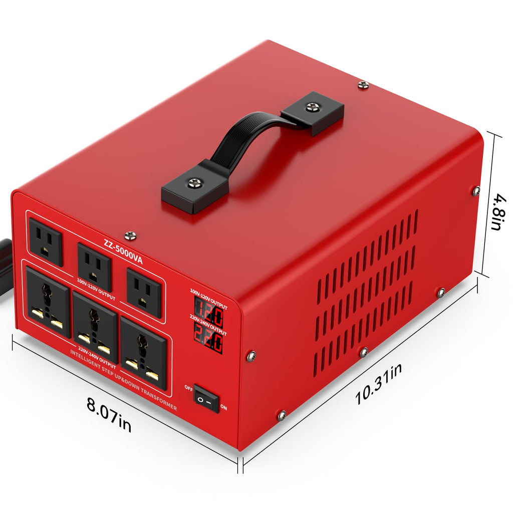 6000 Watt Voltage Converter Transformer Heavy Duty Step Up/Down Power Converter 220V to 110V, 110V to 220V with 3 US Outlets, 3 Universal Outlets, LCD Display, Circuit Breaker Protection