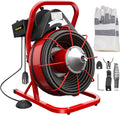 Drain Cleaner Machine, 75 Ft x 3/8 Inch Drain Cleaning Machine Fits 1 to 4 Inch Pipes, Portable Drain Auger Cleaner with 4 Cutters, Electric Drain Clog Remover Plumbing Tool