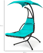 Best Choice Products Outdoor Hanging Curved Steel Chaise Lounge Chair Swing w/Built-in Pillow and Removable Canopy - Charcoal Gray