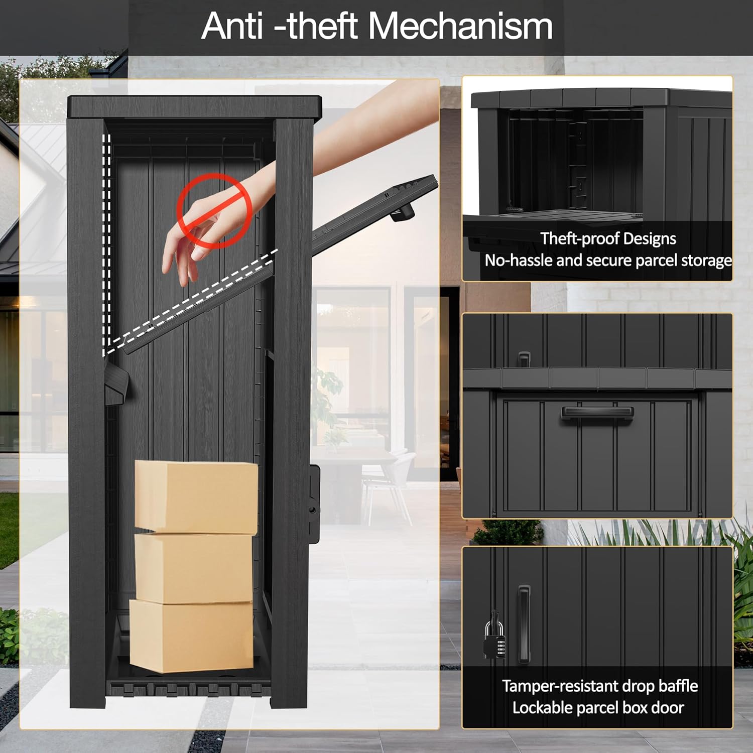 LHBGO Package Delivery Box for Outside, Storage Box with Lockable Secure