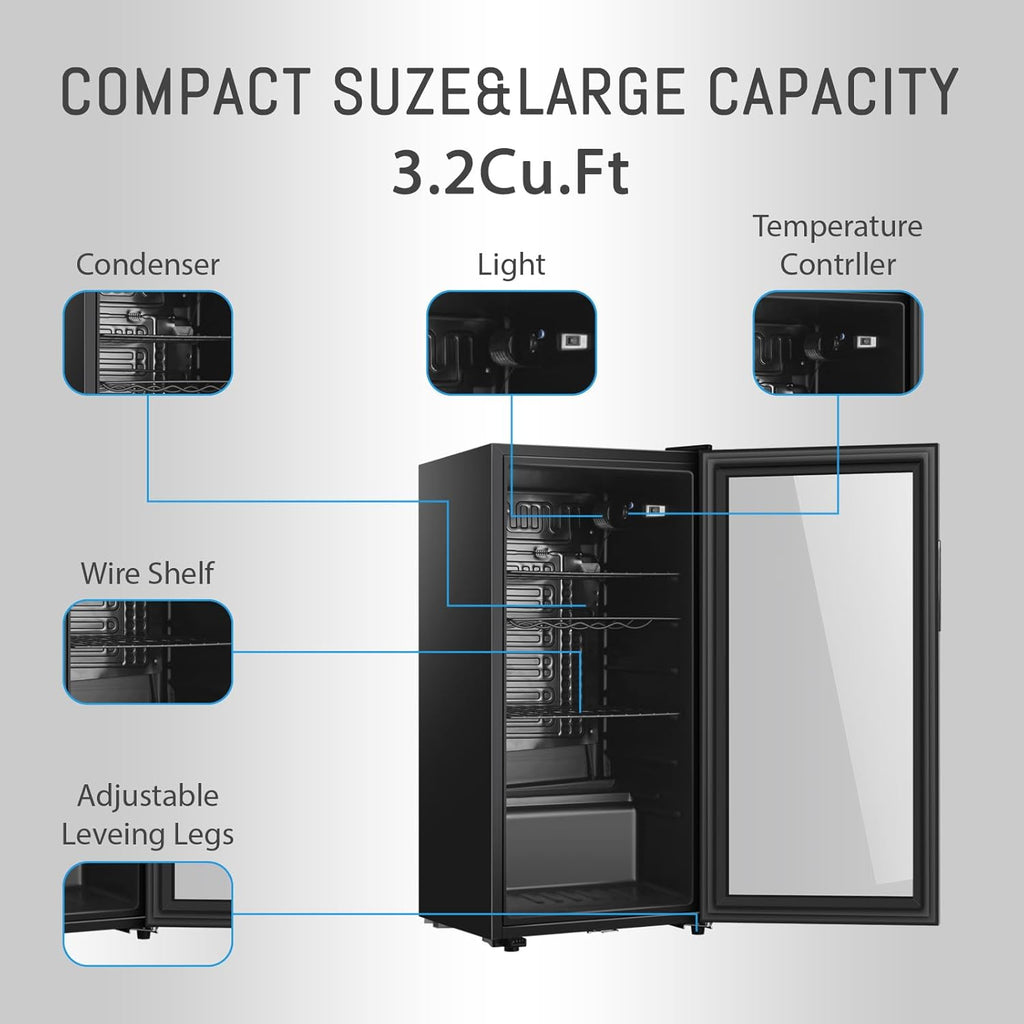 HAILANG Beverage Refrigerator With 105 Can, Freestanding Beverage Cooler