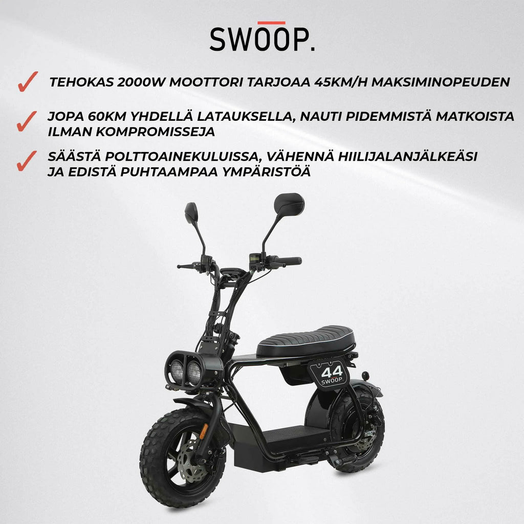 Swoop Elektrische Bromfiets Turbo 2000W Zwart