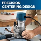 BOSCH 1617EVSPK Wood 12 Amp Router Tool Combo Kit - 2.25 Horsepower Plunge Router & Fixed Base with a Variable Speed
