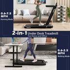 2.5HP 2-in-1 Folding Under Desk Treadmill with Speaker APP Remote Control, Portable Walking Jogging Machine for Home Gym Office