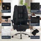 Large Tall Office Chair 400 lbs Wide Seat, Leather High Back Executive Office Chair with Footrest, Ergonomic Office Chair Lumbar Support to Relieve Lower Back Pain (Beige)