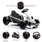 24V Go Kart for Kids 8-12, 300W*2 Motors, 9Ah Battery, 8MPH Speed, Music, Horn, 175lbs Max Load �� White