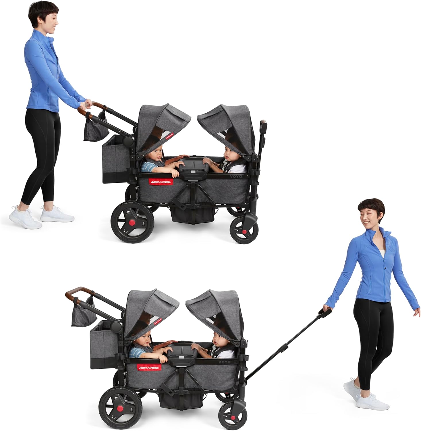 Stroller Wagon, 4 Seater Wagon Stroller for Kids with Low Sides, Baby Stroller Wagon, Quad Stroller