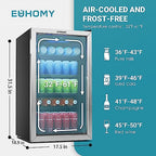 EUHOMY Beverage Refrigerator, 126 Can Mini fridge with Glass Door
