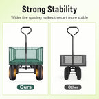 Steel Garden Cart, 2-in-1 1400 lbs Heavy Duty Utility Wagon, with Removable Mesh Sides to Convert into Flatbed, 240° U-Turn 13" Pneumatic Tires Garden Wagon for Farm Yard Lawn Garden Camping