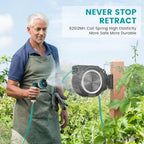 AYURA Retractable Garden Hose Reel, Any Length Lock, Slow Auto-Rewind, 10 Pattern Nozzle