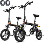 Jasion EB3 Electric Bike Adults 21mph, 500W Peak Motor, 270Wh Battery, Rear Suspension, 3 Levels Assist, 14" Folding Ebike for Adults and Teens, Complies to UL2849