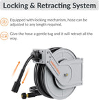 Giraffe Tools Pressure Washer Hose Reel, Any Length Lock, Auto Rewind, Wall Mounted