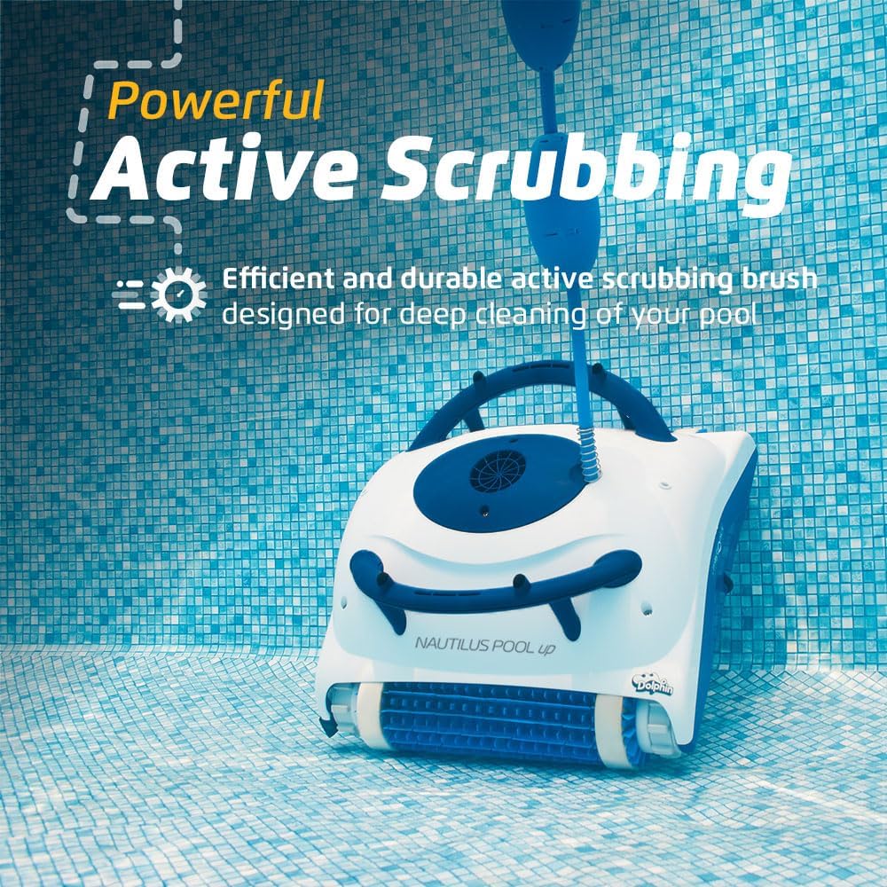 Dolphin Nautilus CC Plus Wi-Fi Automatic Robotic Pool Vacuum Cleaner, Always Cleaning, Never Charging, with Wall Climbing Scrubber Brush, Ideal for In-Ground Pools up to 50 FT in Length