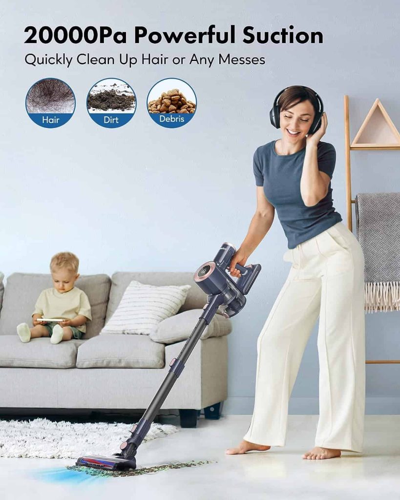 Homeika Cordless Vacuum Cleaner H016, 20Kpa Suction, 200W Motor, 1.5L Capacity, LED Display, Blue