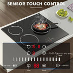 Electric Cooktop 30 Inch - 5 Burners Built-in Ceramic Cooktop, 30" Electric Stove Top with Glass Protection Metal Frame, 9 Heating Level, 8400W, 220-240V for Hard Wire(No Plug)