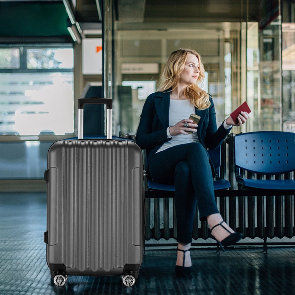 Zimtown 4 Piece Luggage Set – Durable ABS Hard Shell with TSA Lock & Double Wheels, Sizes 16′′-28′′, Rose Gold/Black/Dark Gray