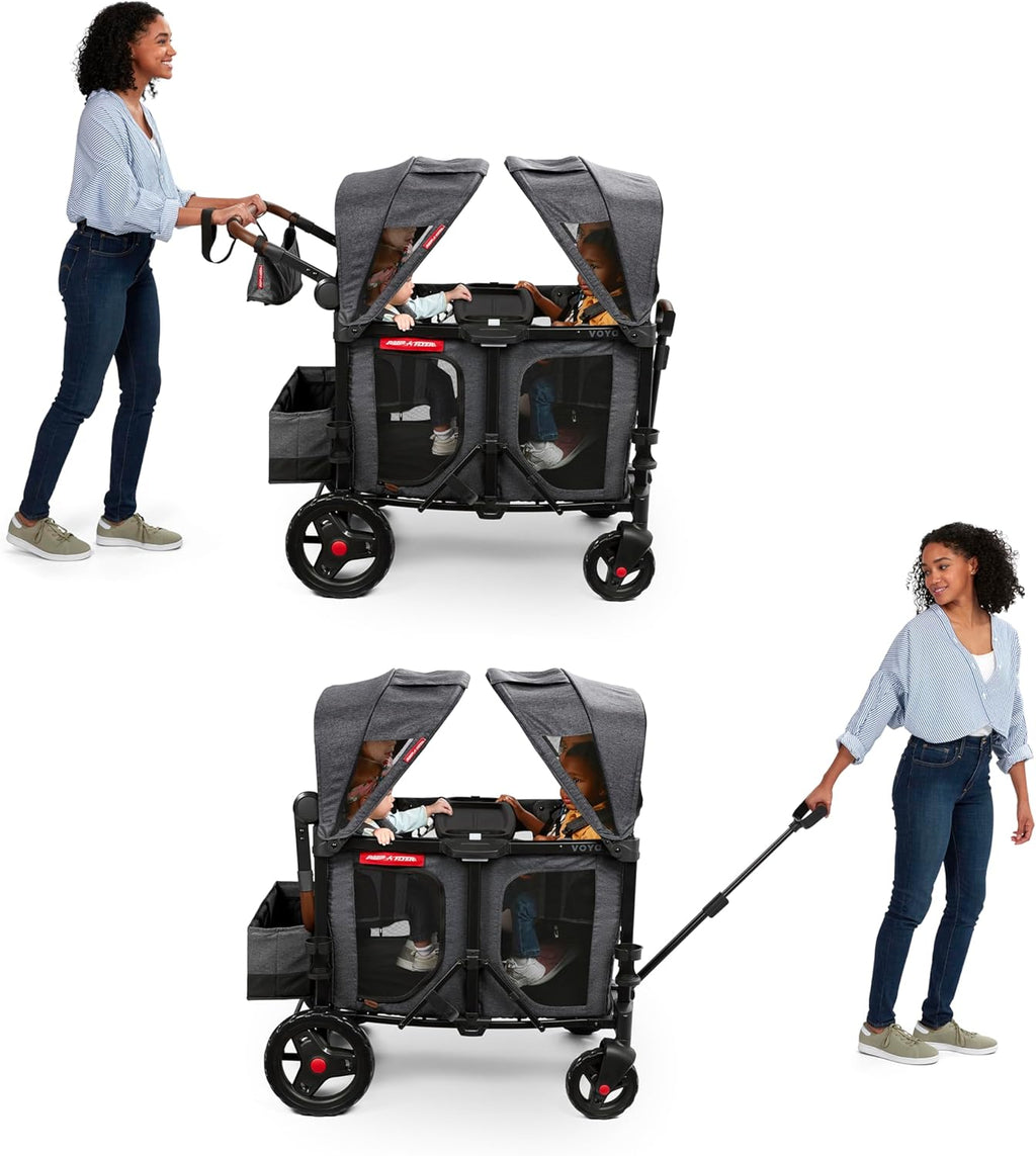 Stroller Wagon, 4 Seater Wagon Stroller for Kids with Low Sides, Baby Stroller Wagon, Quad Stroller