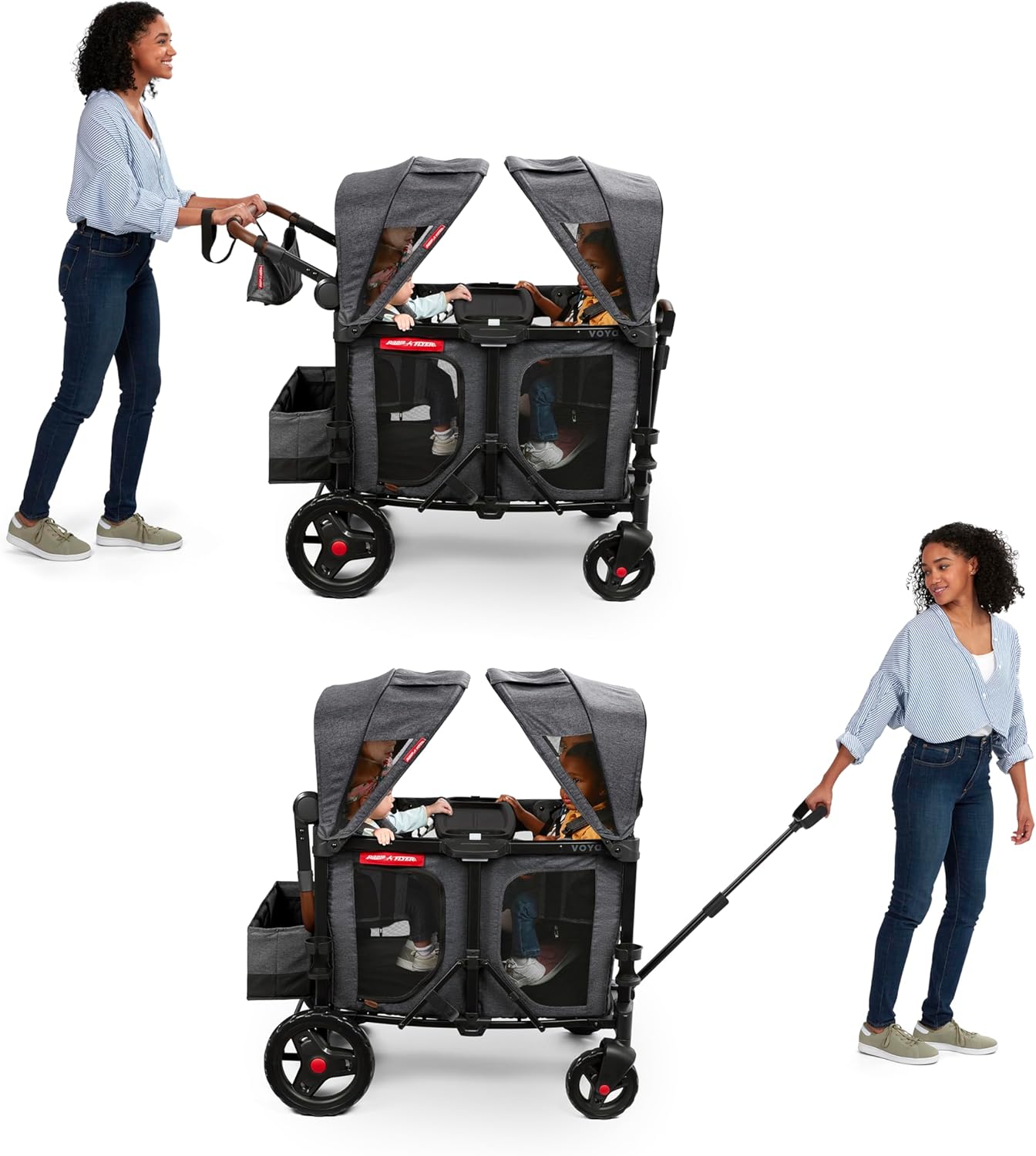 Stroller Wagon, 4 Seater Wagon Stroller for Kids with Low Sides, Baby Stroller Wagon, Quad Stroller