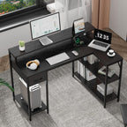SUPERJARE L Shaped Gaming Desk with LED Lights
