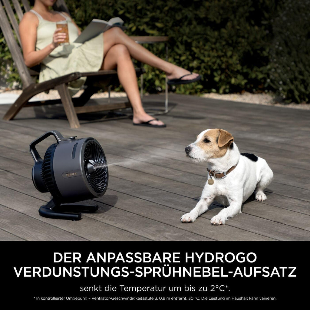Shark FlexBreeze HydroGo Strong Fan with Mist, Cooling for Indoor & Outdoor Use, Quiet & Durable, Wired & Wireless, Compact & Lightweight, Up to 20m Airflow, Anthracite FA050EU