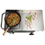 Cuisinart �� Outdoor Wok Station, 50,000 BTU Propane Outdoor Wok Burner w Prep Table, 14�测�� Carbon Steel Wok for Stir Fry, Searing, BBQ �� Black