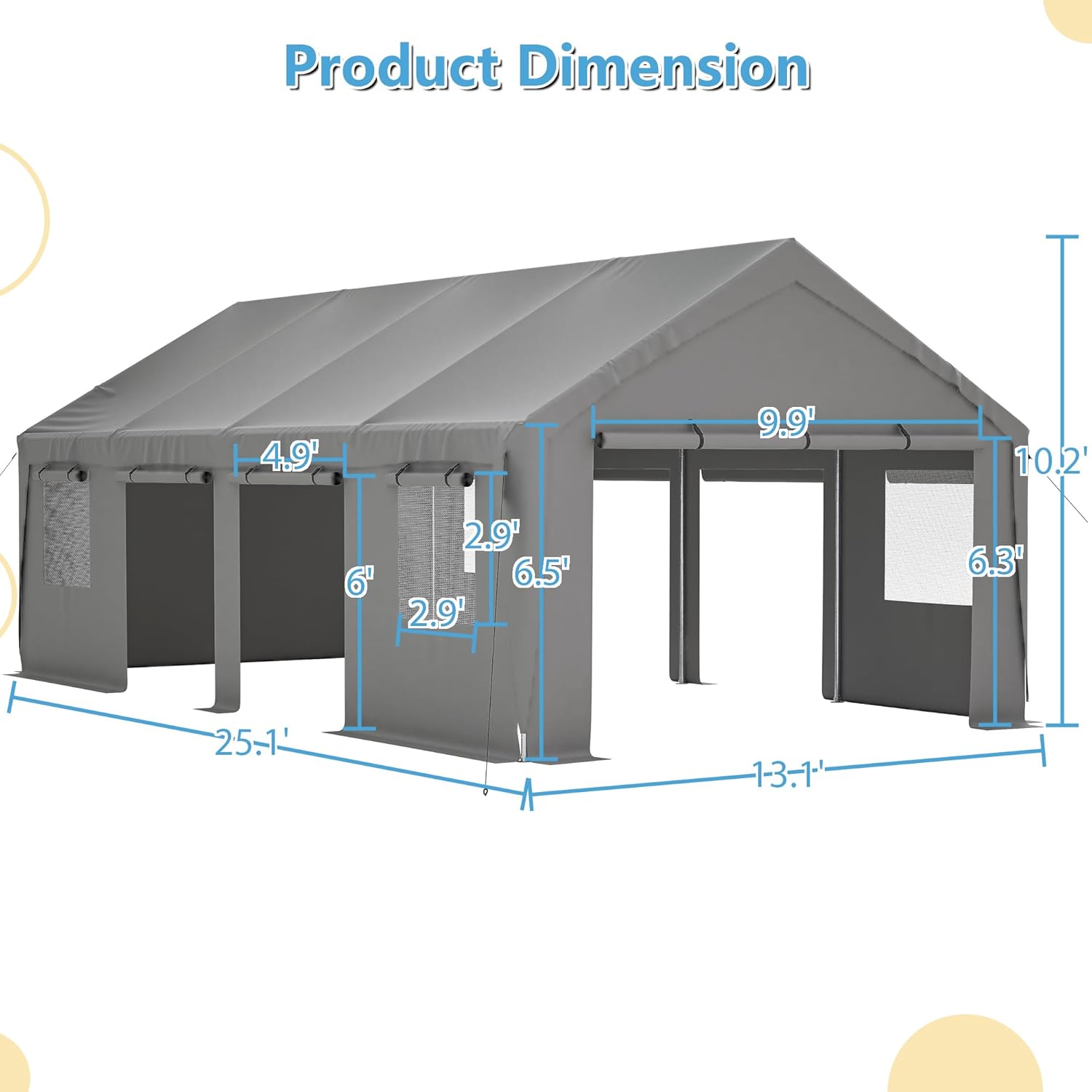 Thanaddo Heavy Duty Car Port with Roll-up Sidewall and Ventilated Windows