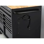 46-in W x 24.5-in D 9-Drawer Mobile Workbench with Hardwood Top and Power Station �� Gloss Black