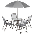 Outsunny 6 Piece Patio Dining Set for 4 with Umbrella