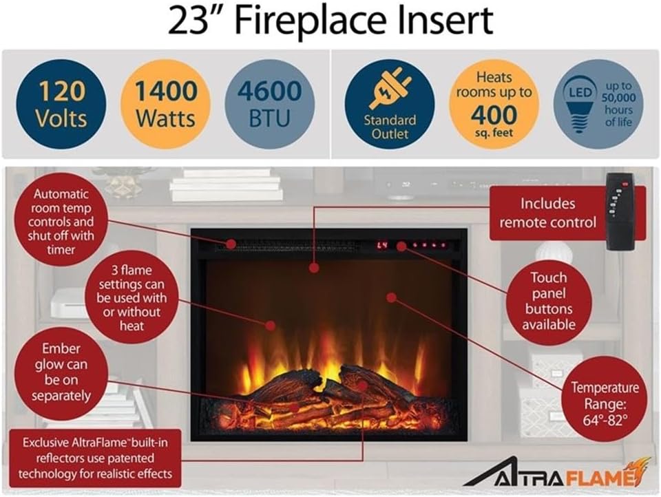 Ameriwood Home Ellsworth Fireplace with Mantel, White - Cozy Electric Heater