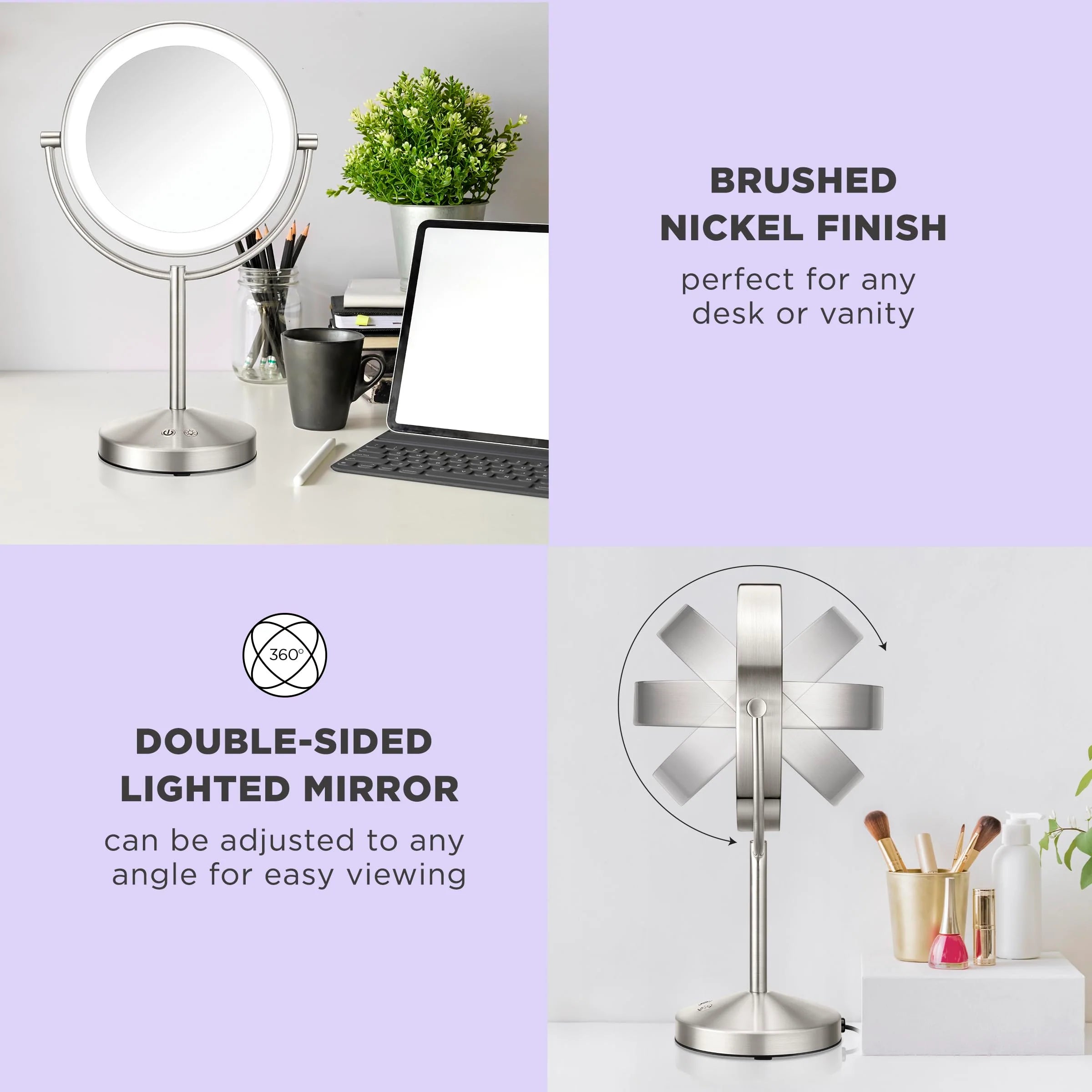 Conair Lighted Makeup Mirror, 1X/10x Magnifying Mirror