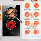 Electric Cooktop 30 Inch - 5 Burners Built-in Ceramic Cooktop, 30" Electric Stove Top with Glass Protection Metal Frame, 9 Heating Level, 8400W, 220-240V for Hard Wire(No Plug)