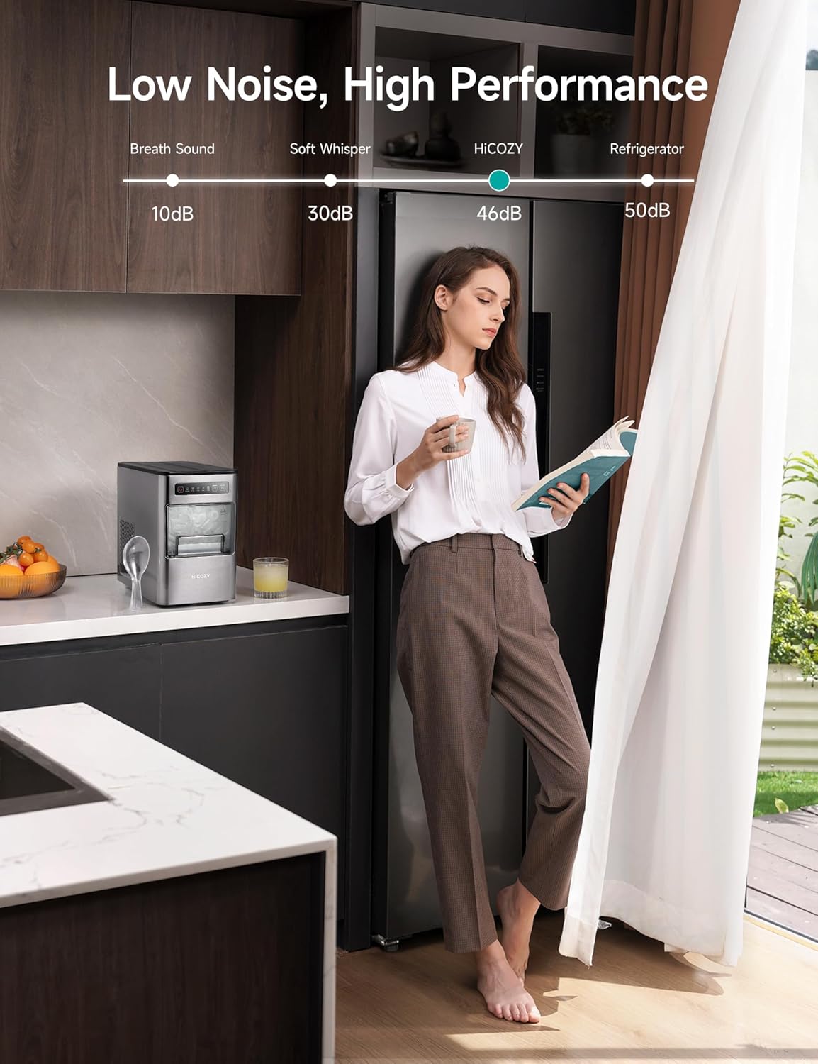 HiCOZY Ice Maker Countertop, Ice in 6 Mins with Self-Cleaning