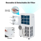 14000 BTU 4-in-1 WiFi Enabled AC Unit Portable Air Conditioner with Heat, Up to 700 Sq.Ft, Work with Alexa