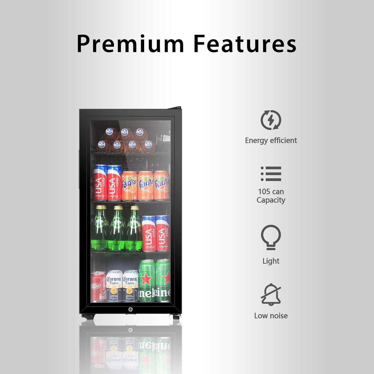HAILANG Beverage Refrigerator With 105 Can, Freestanding Beverage Cooler
