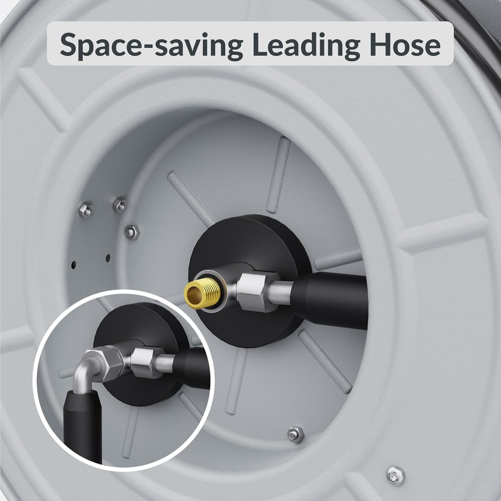 Giraffe Tools Pressure Washer Hose Reel, Any Length Lock, Auto Rewind, Wall Mounted