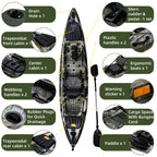 Garvee 13FT Fishing Kayaks, Sit on Top Kayak for Adults with Paddle Comfortable Seat, Capacity of 400LBS, Hard Shell Recreational Ocean Kayak Boat