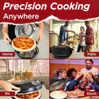 Electric Pizza Oven with Ceramic Stone, Viewing Window, Adjustable Heat Control, Timer and 1200W Baking Power, DIY Homemade Pizzeria, Large 12�� Pie Capacity (Black)