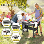 Portable Adjustable Grill Table with Stainless Steel Top – 3 Shelves, Magnetic Tool Holder, Bottle Opener