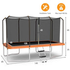 8 x 14 FT ASTM Certified Rectangular Trampoline with Safety Enclosure Net & Ladder