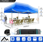 COBIZI 10x20 Heavy Duty Pop up Canopy Tent with 6 sidewalls Easy Up Commercial Outdoor Canopy Wedding Party Tents for Parties All Season Wind & Waterproof Gazebo with Roller Bag,Black(Frame Thickened)