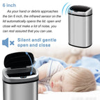 Bigacc 13 Gallon 50 Liter Kitchen Trash Can with Touch-Free & Motion Sensor, Automatic Stainless-Steel Garbage Can, Anti-Fingerprint Mute Designed Trash Bin Brushed Stainless Steel