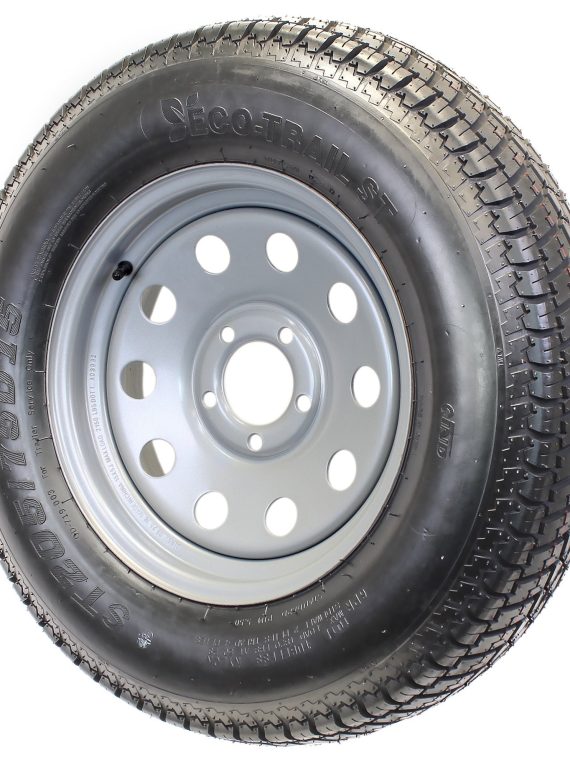 Trailer Tire On Rim ST205/75D15 F78-15 205/75-15 LRC 5 Lug Wheel Silver Mod