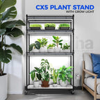 Barrina Mini Greenhouse with LED Grow Light for Indoor Plant, 4-Tier Portable Metal Plant Stand with Wheels, Plant Shelf with Tent, 6Pcs Plant Light with Timer and Thermo-Hygrometer, 35.4x13.8x59IN