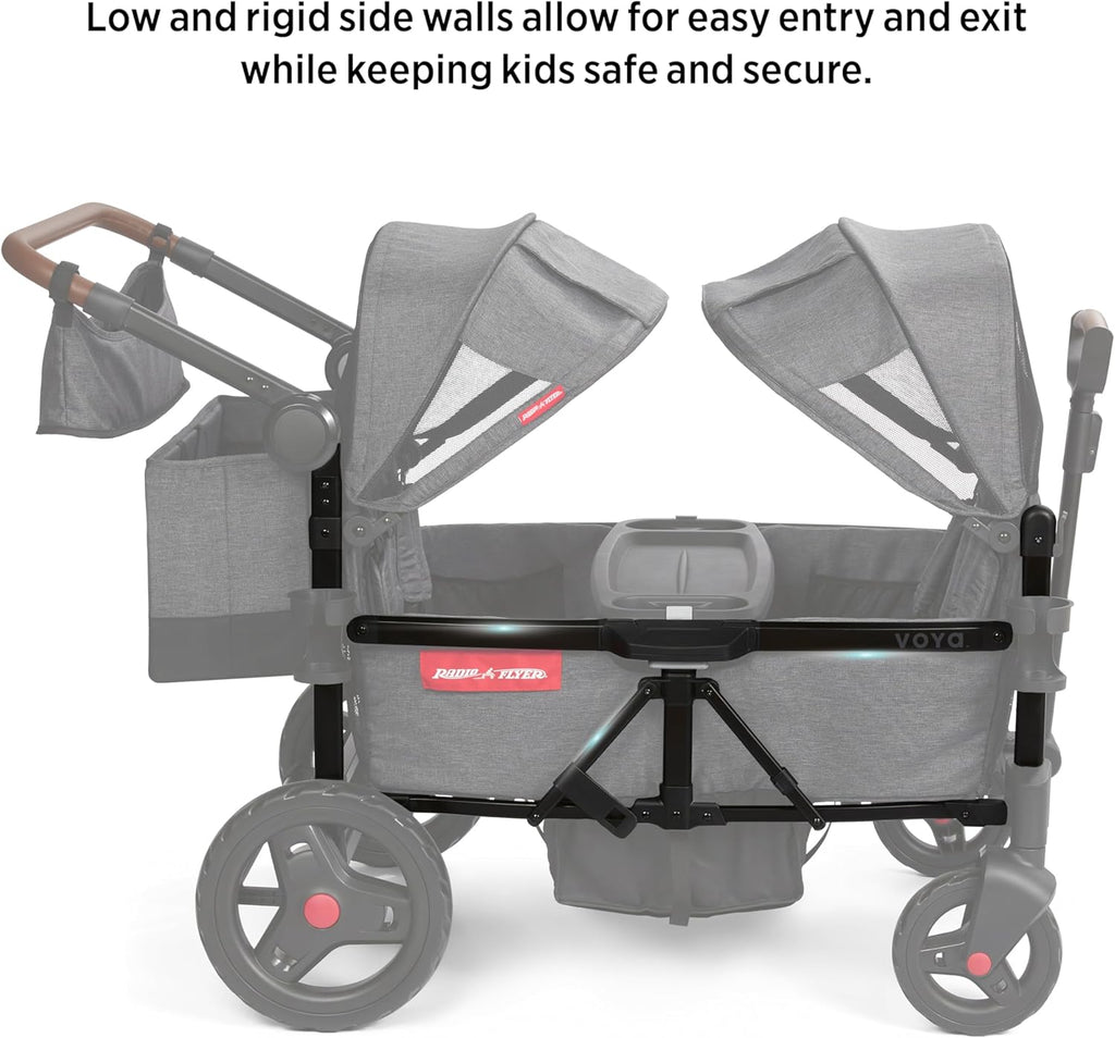 Stroller Wagon, 4 Seater Wagon Stroller for Kids with Low Sides, Baby Stroller Wagon, Quad Stroller