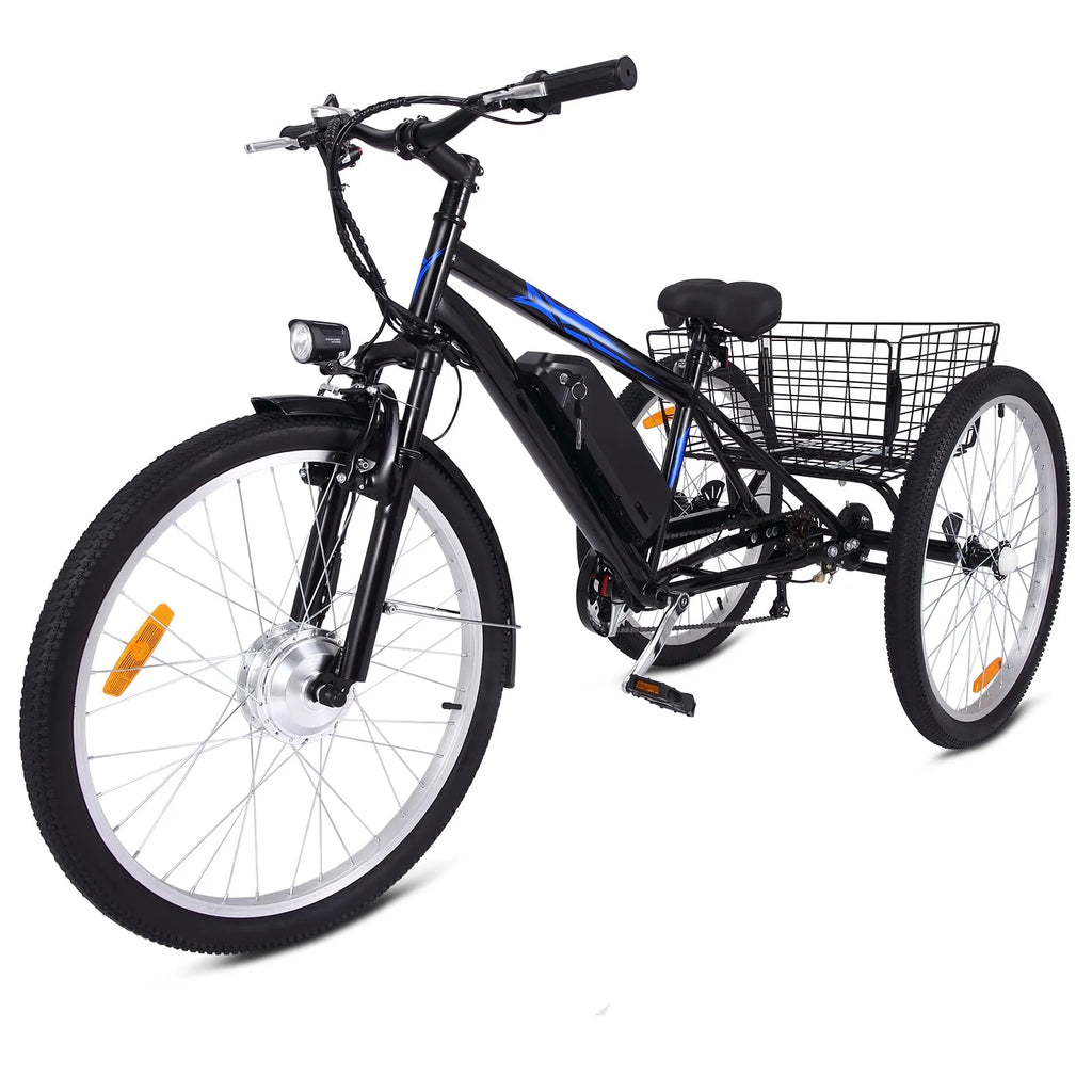 Garvee 3 Wheel Electric Bicycle for Men Women, 350W Motor Electric Tricycle for Adults, 26" Fat Tire Motorized Bicycle w/ 36V 10Ah Removable Battery, 7 Speed Electric Trike up to 50+ Miles, 3 Modes
