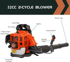 ZTGD Backpack Gas Powered Leaf Blower Gasoline Backpack Grass Blower with Air-Cooled